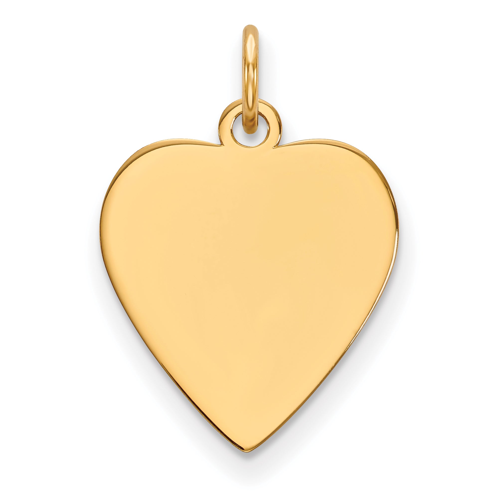 14K Plain .035 Gauge Heart Engravable Disc Charm