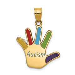 14k Enameled AUTISM Handprint Pendant