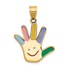 14k Enameled Autism w/Happy Face Handprint Pendant