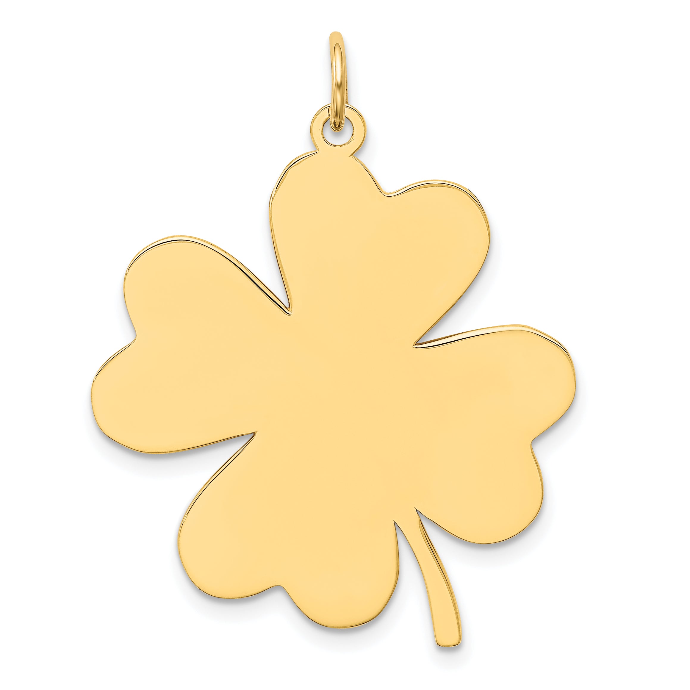 14K Plain .018 Gauge Engravable Clover Disc Charm