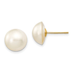 14k 10-11mm White Freshwater Cultured Mabe Pearl Post Earrings