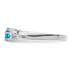 14k White Gold Genuine 3 Stone Mother's Ring