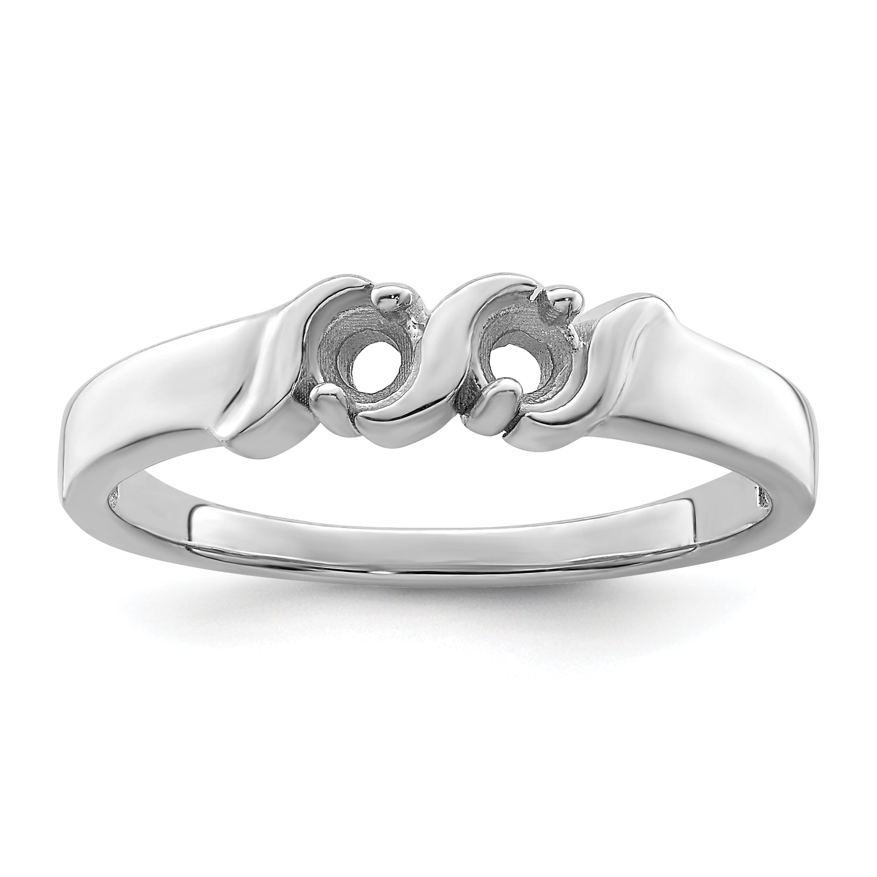 14k White Gold Genuine 2 Stone Mother's Ring