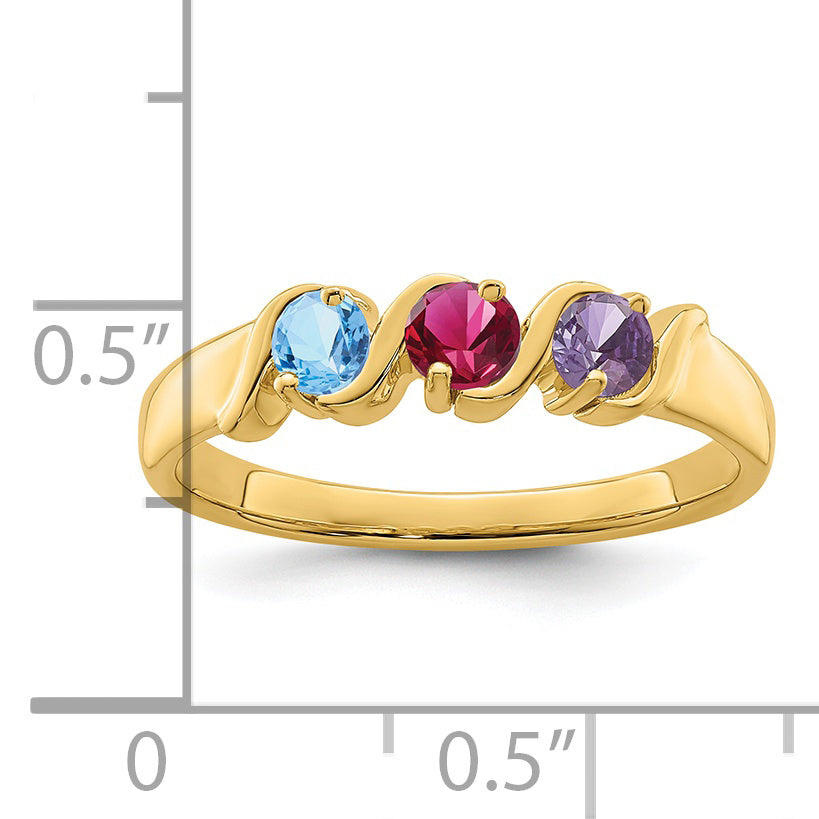 14k Genuine 3 Stone Mother's Ring