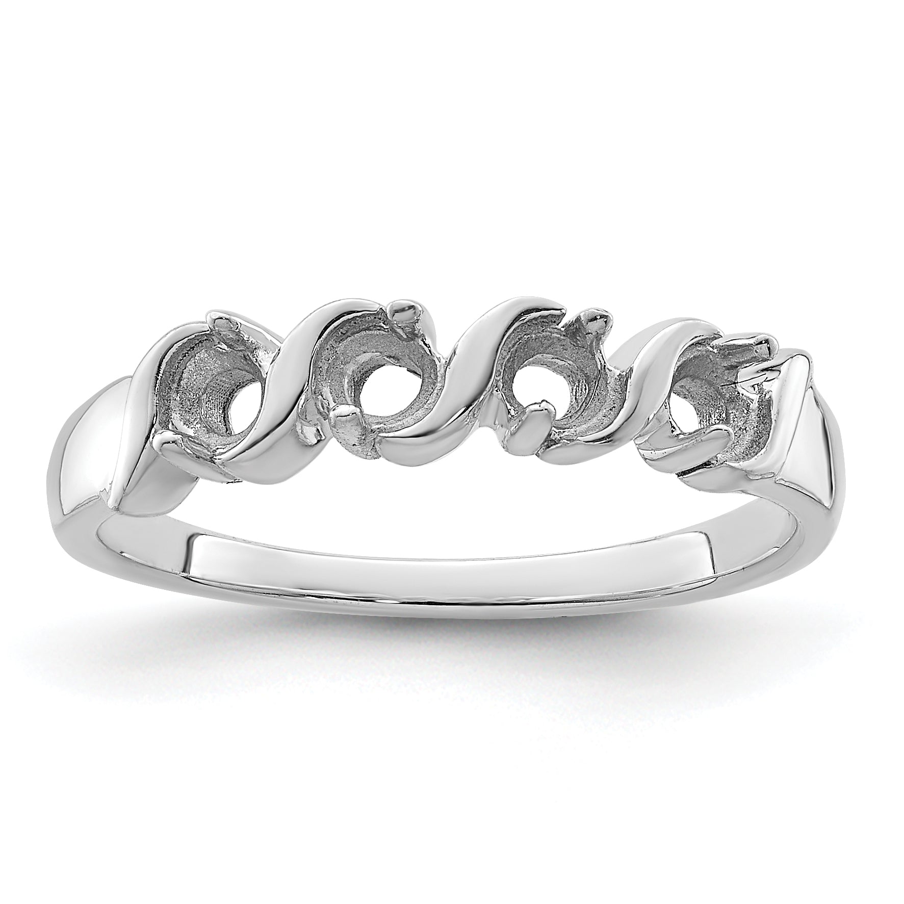 14k White Gold Genuine 4 Stone Mother's Ring