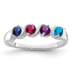 14k White Gold Synthetic Family Jewelry Ring