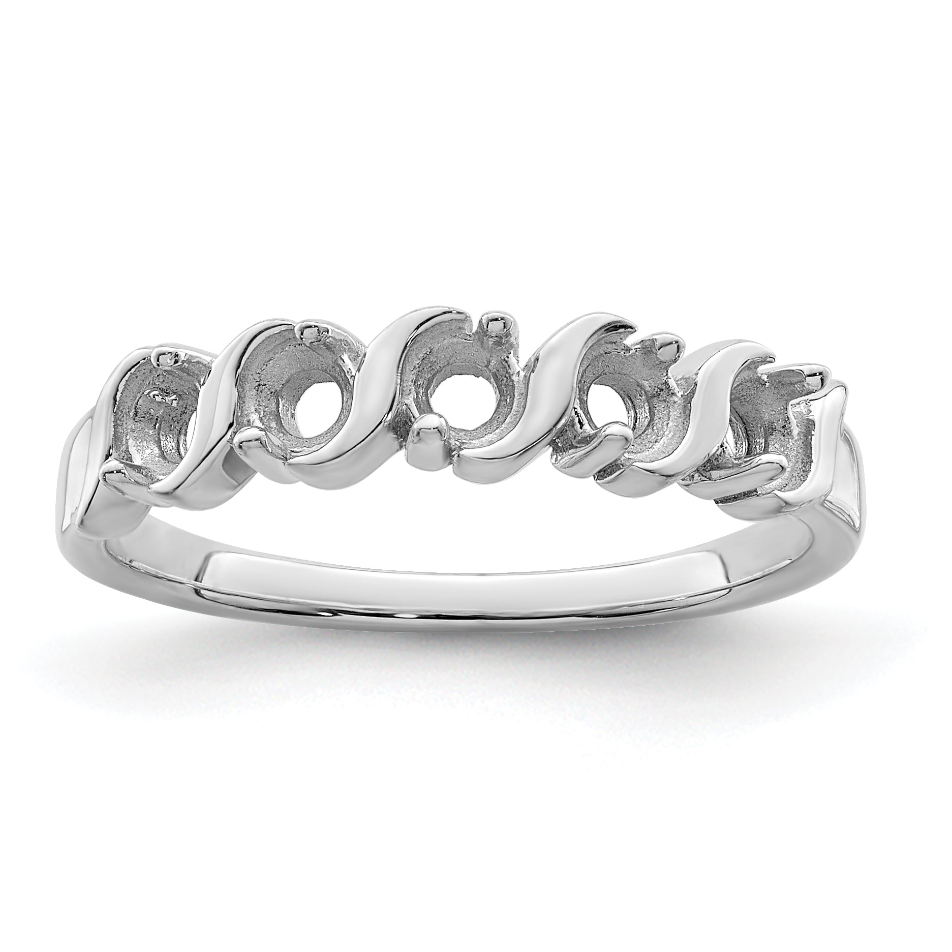 14k White Gold Genuine 5 Stone Mother's Ring