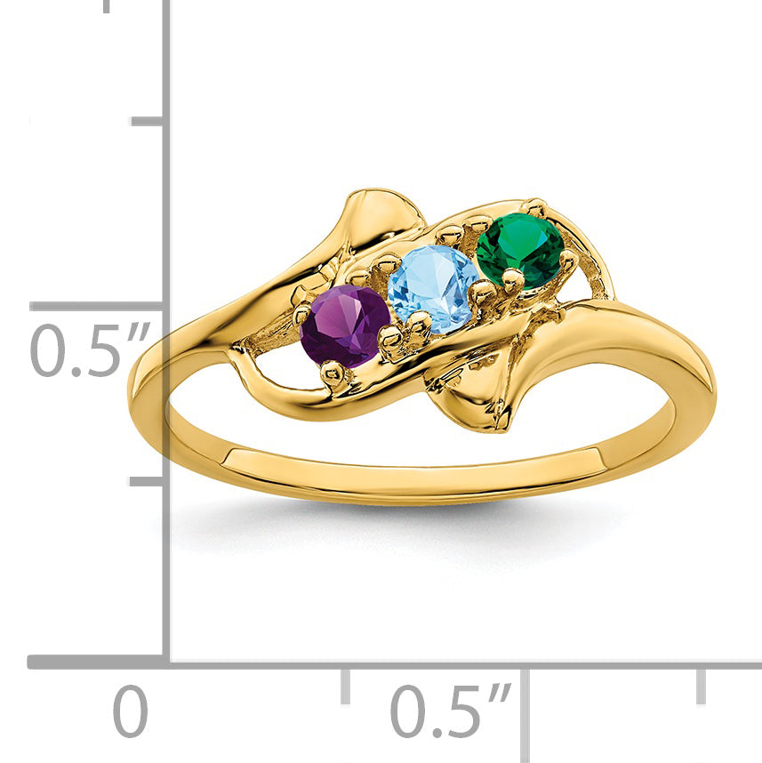 14k Genuine 3 Stone Mother's Ring