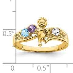 14k Genuine 3 Stone Mother's Ring