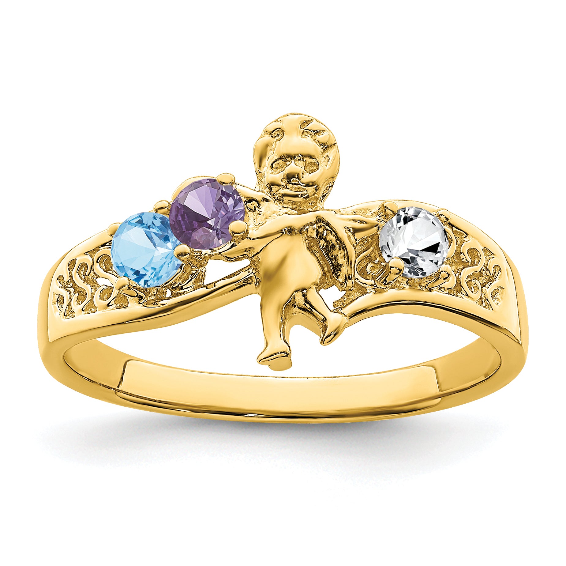 14k Synthetic Family Jewelry Ring