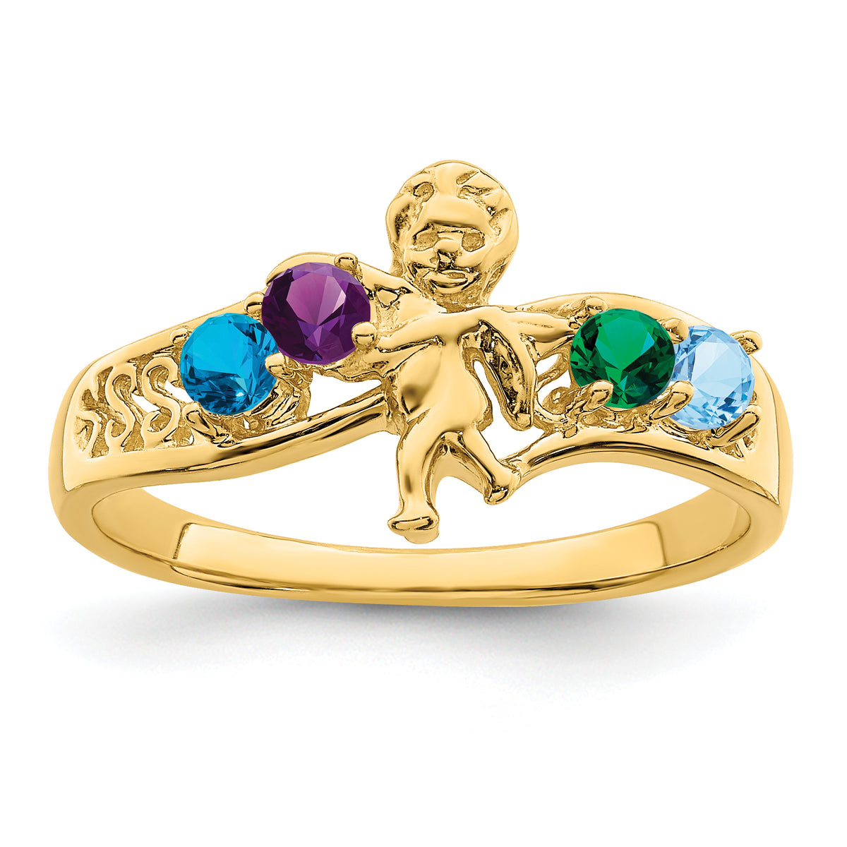 14k Synthetic Family Jewelry Ring