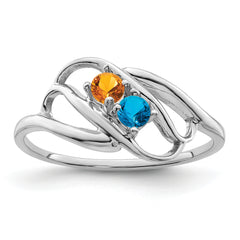 14k White Gold Synthetic Family Jewelry Ring