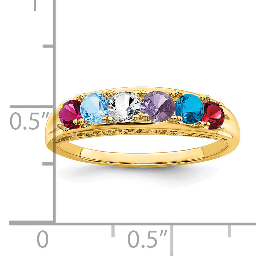 14k Genuine 6 Stone Mother's Ring