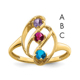 14k Synthetic Family Jewelry Ring