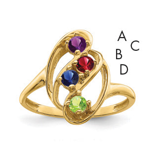 14k Synthetic Family Jewelry Ring