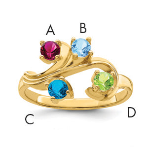 14k Synthetic Family Jewelry Ring