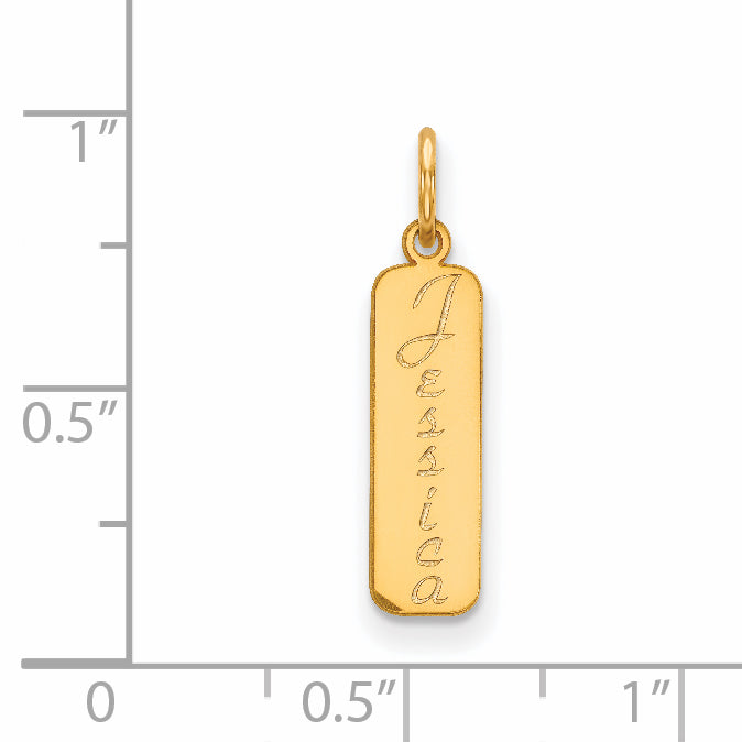 14K Vertical Script Font Name Bar Charm