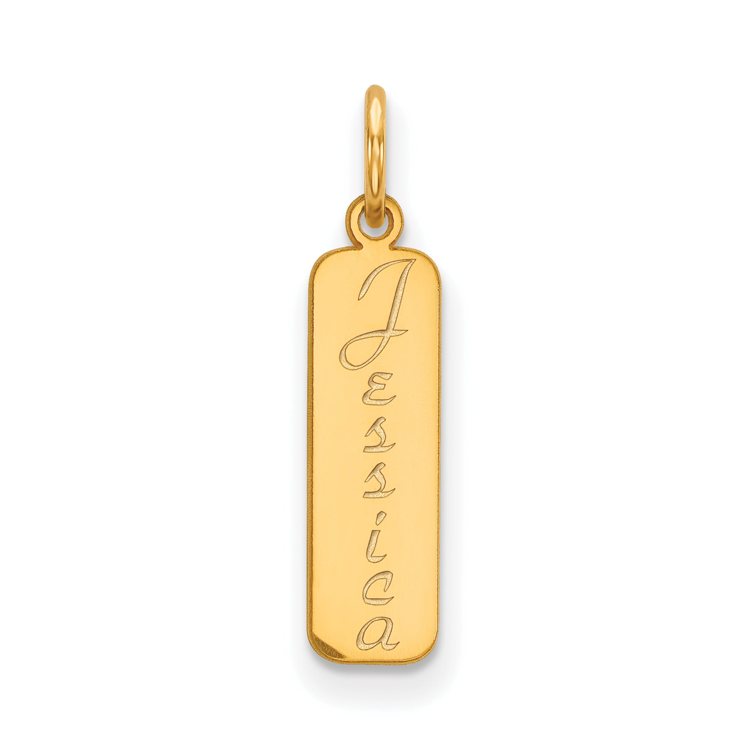 14K Vertical Script Font Name Bar Charm