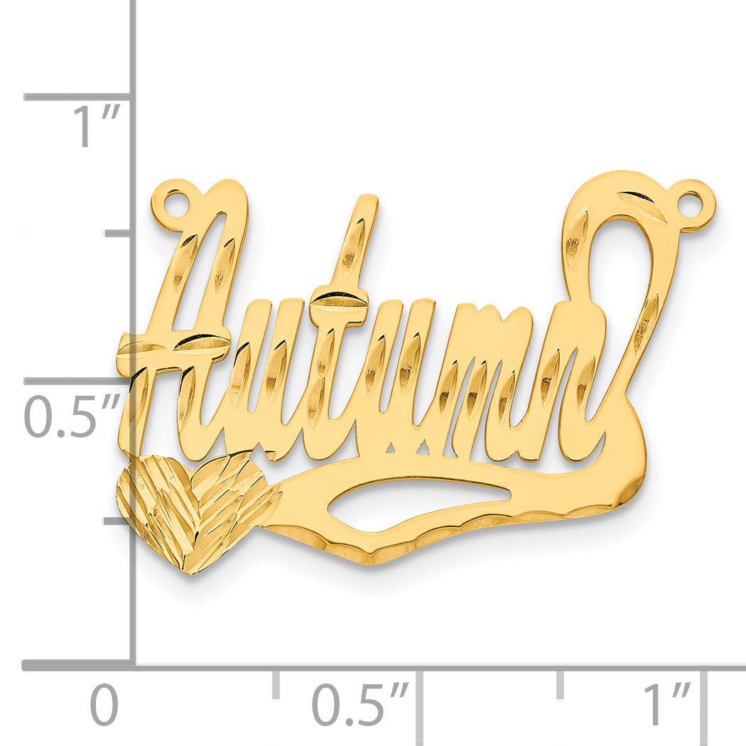 14K Diamond-cut Heart Name Plate