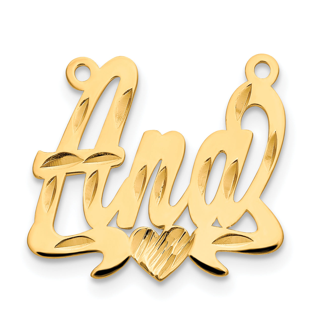 14K Diamond-cut Heart Name Plate