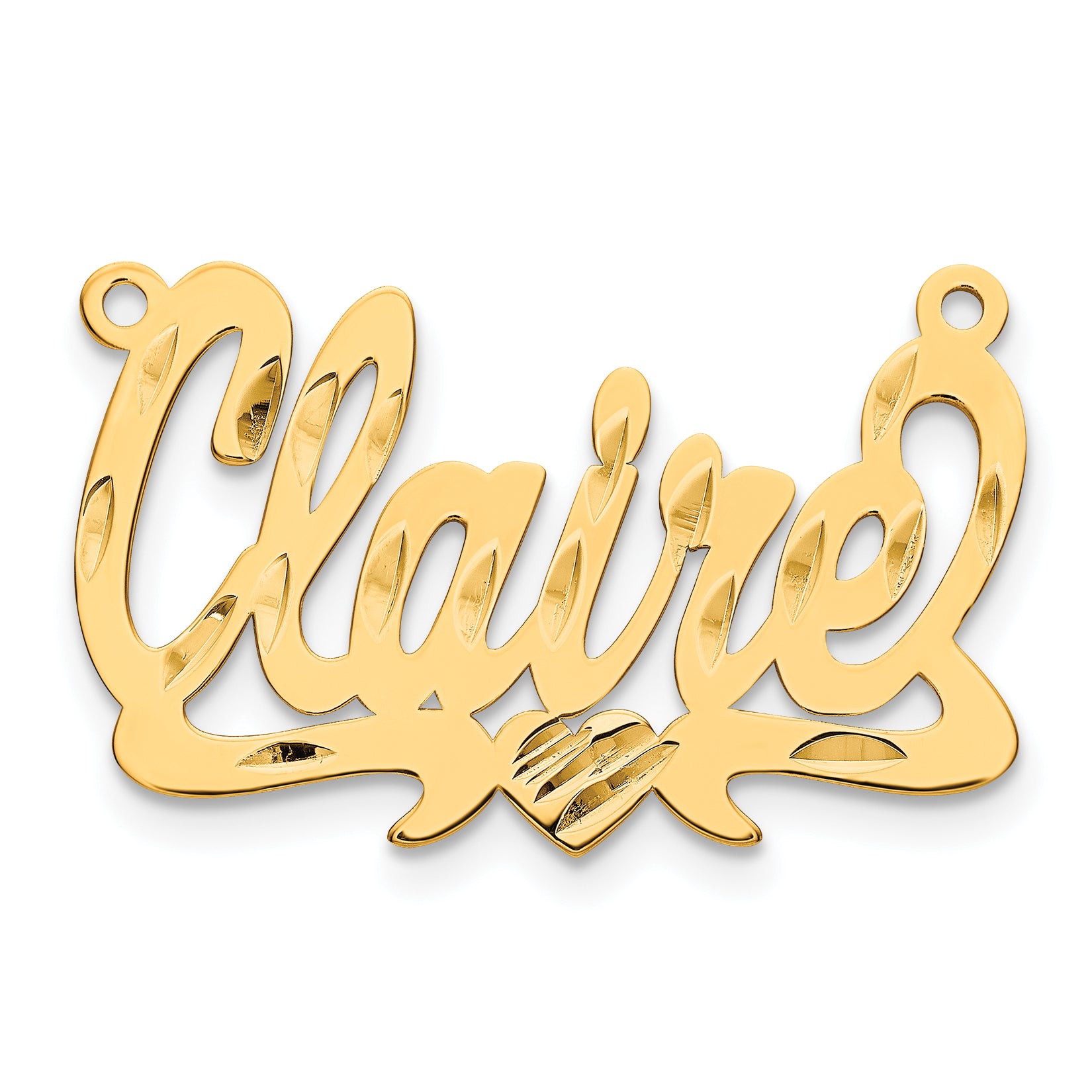 14K Diamond-cut Heart Name Plate