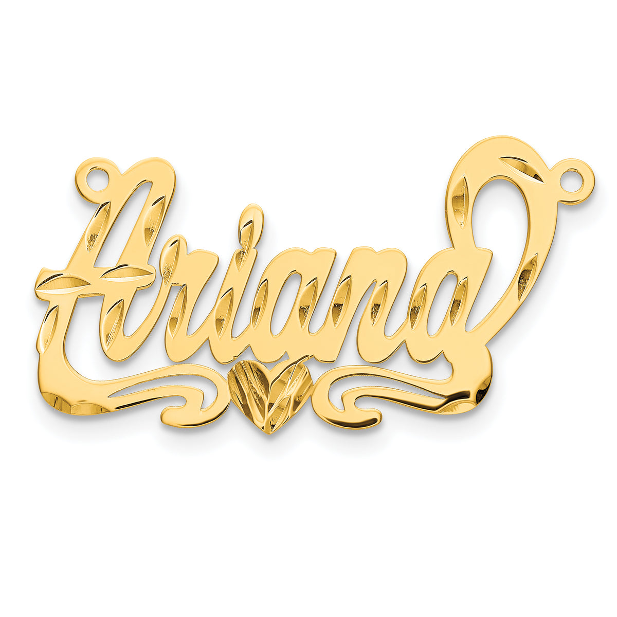 14K Diamond-cut Heart Name Plate