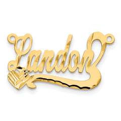 14K Diamond-cut Heart Name Plate