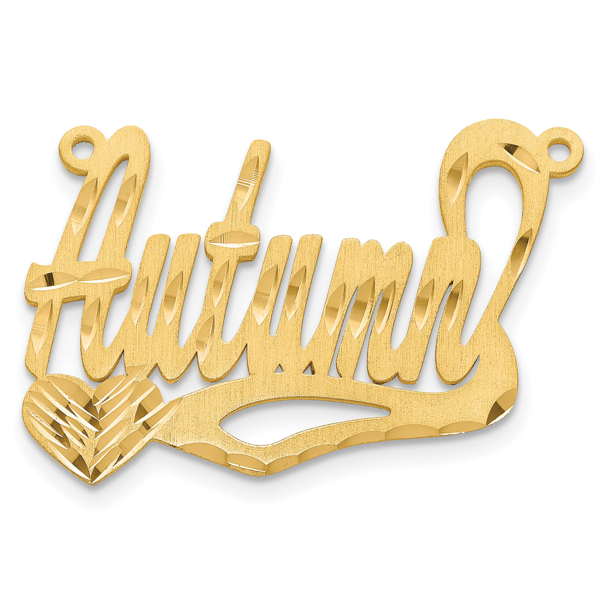 14K Satin Diamond-cut Heart Name Plate