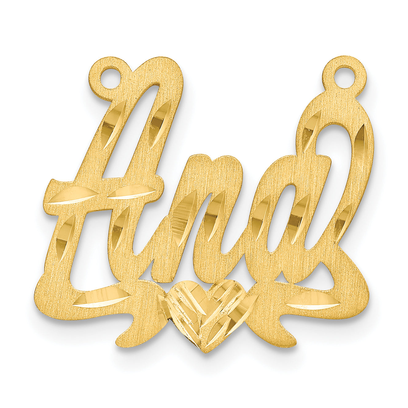 14K Satin Diamond-cut Heart Name Plate