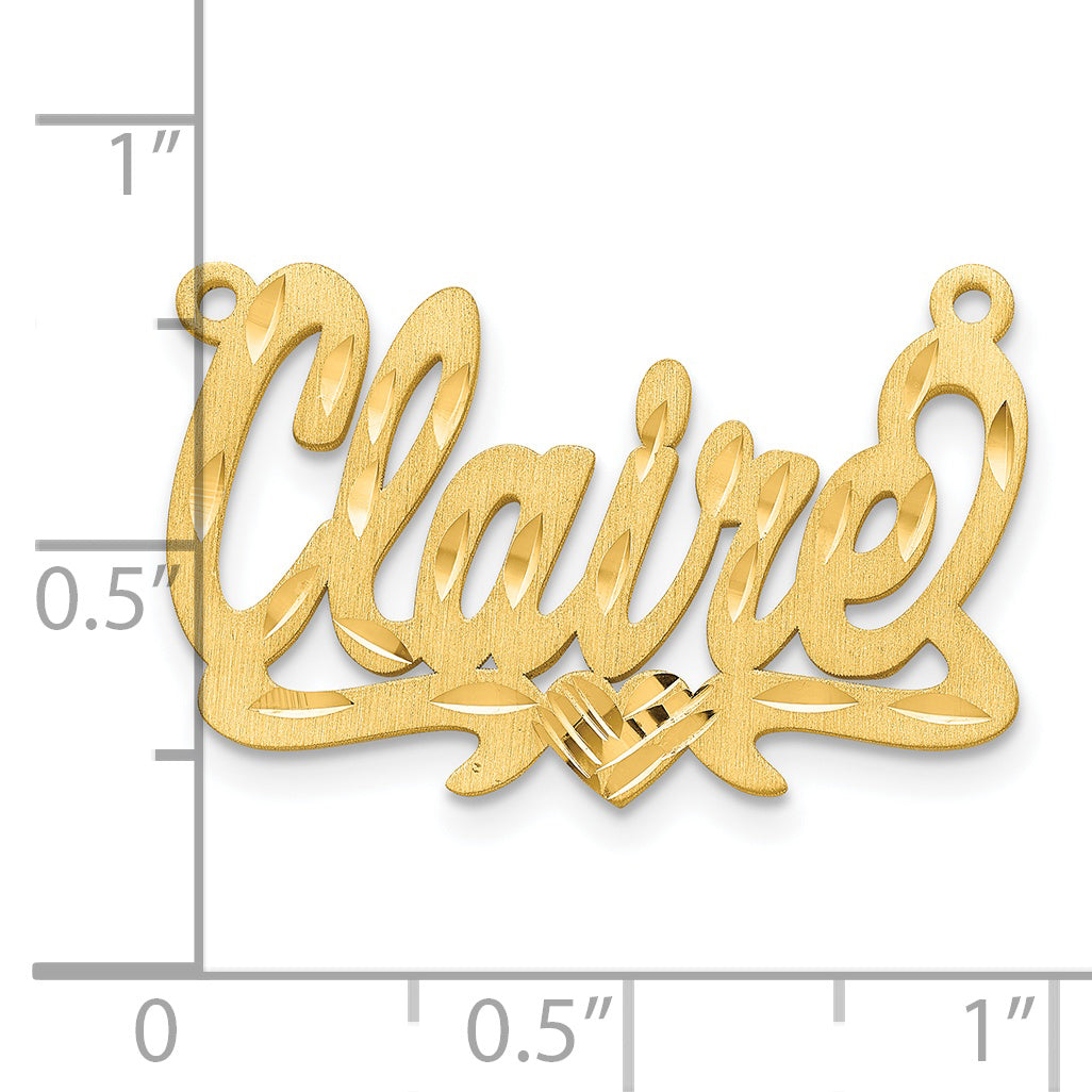 14K Satin Diamond-cut Heart Name Plate