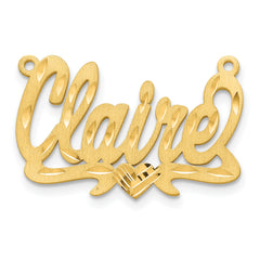 14K Satin Diamond-cut Heart Name Plate