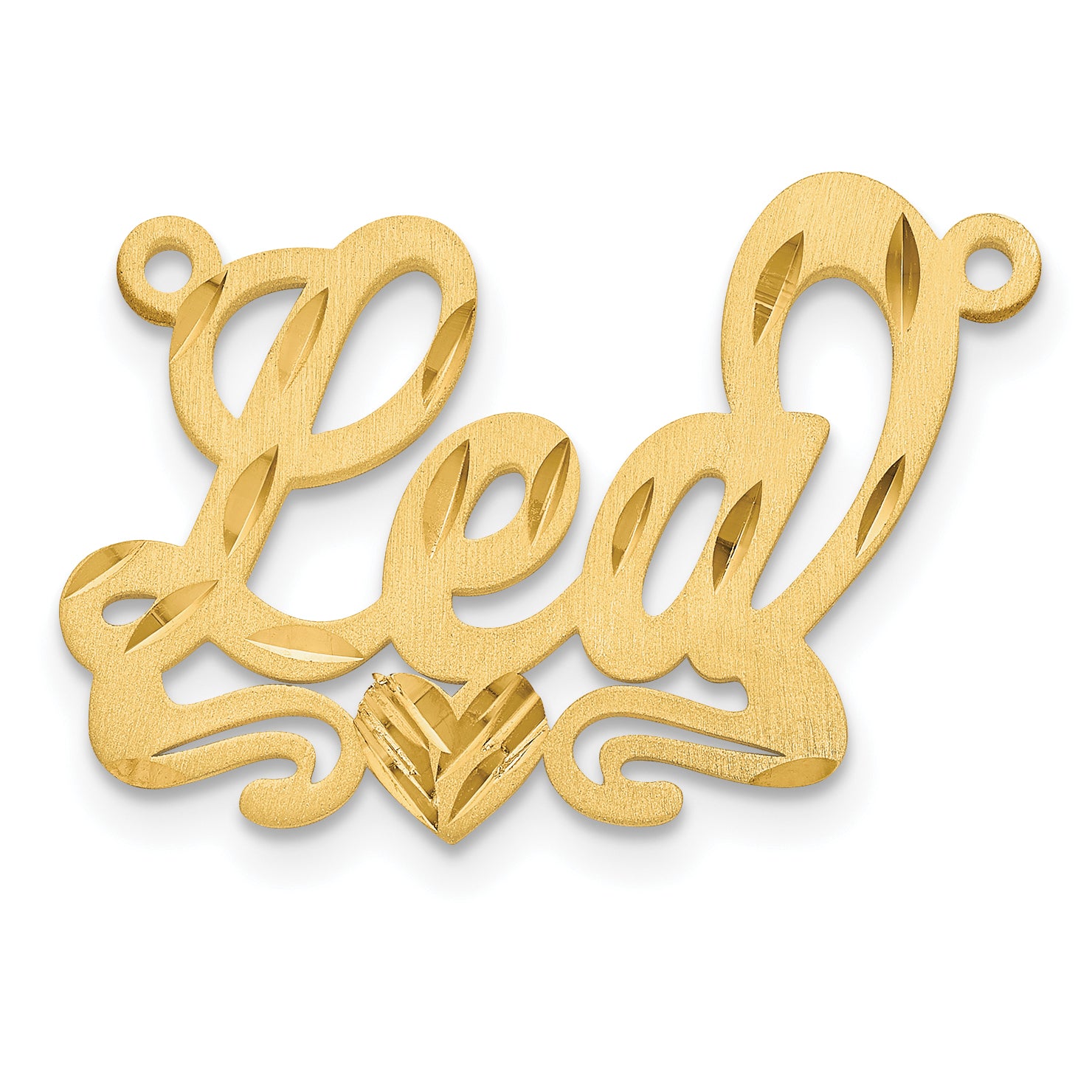 14K Satin Diamond-cut Heart Name Plate