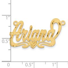 14K Satin Diamond-cut Heart Name Plate