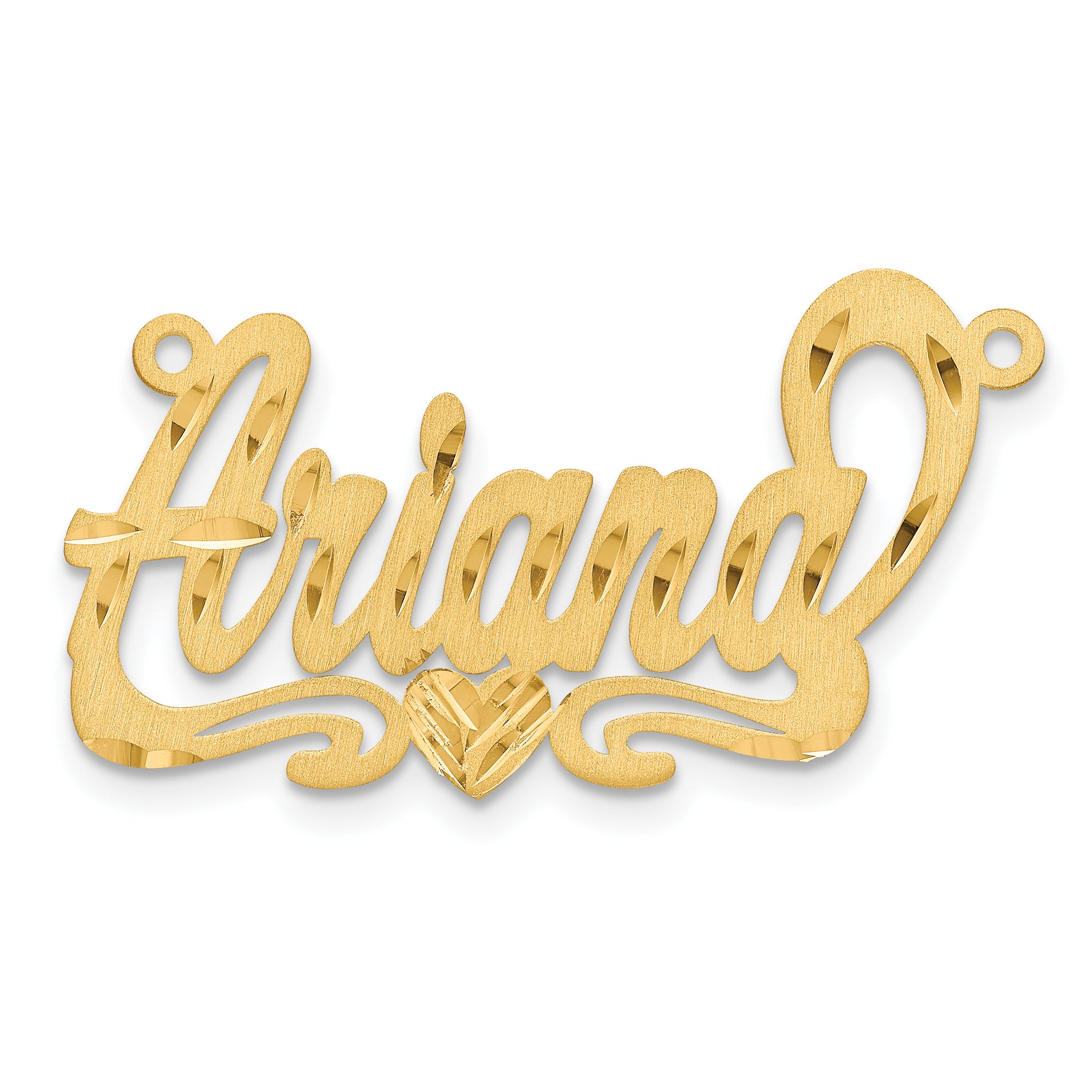 14K Satin Diamond-cut Heart Name Plate