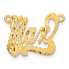 14K Satin Diamond-cut Heart Name Plate