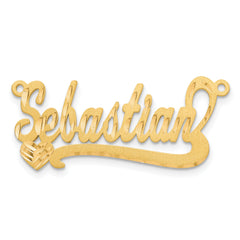 14K Satin Diamond-cut Heart Name Plate