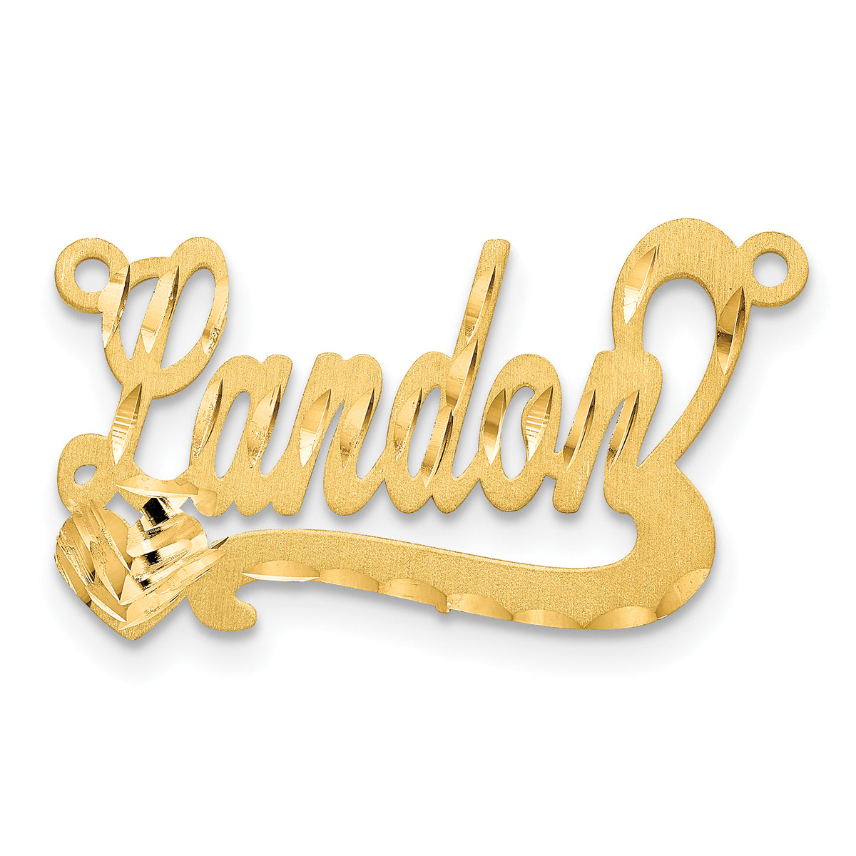 14K Satin Diamond-cut Heart Name Plate