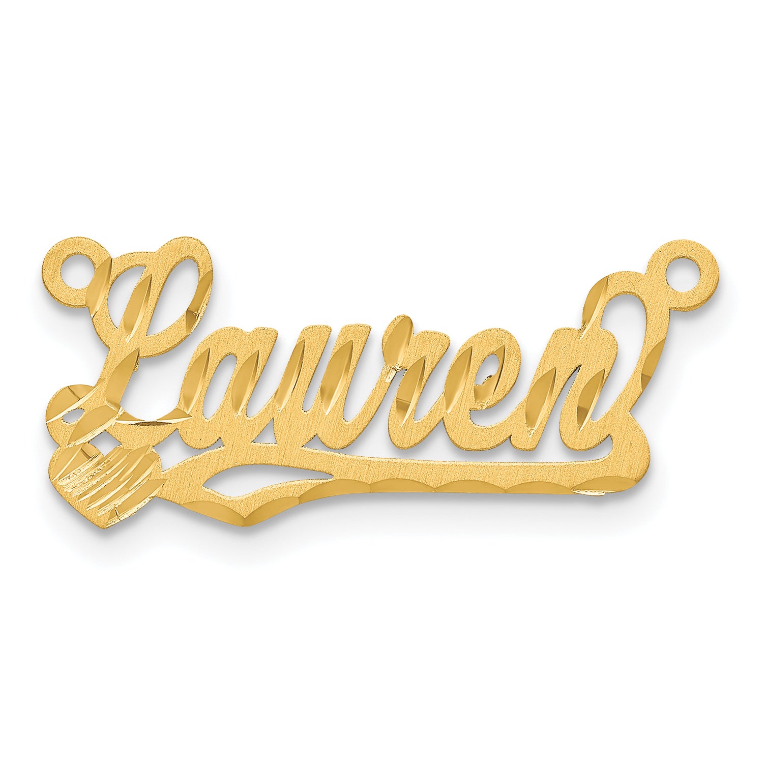 14K Satin Diamond-cut Heart Name Plate