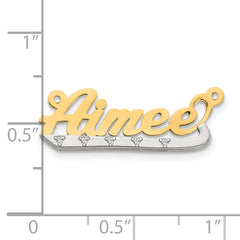 14KY Two-tone3D Diamond Name Plate