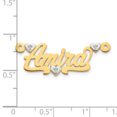 14KY Two-tone 3D with Hearts Diamond Name Plate