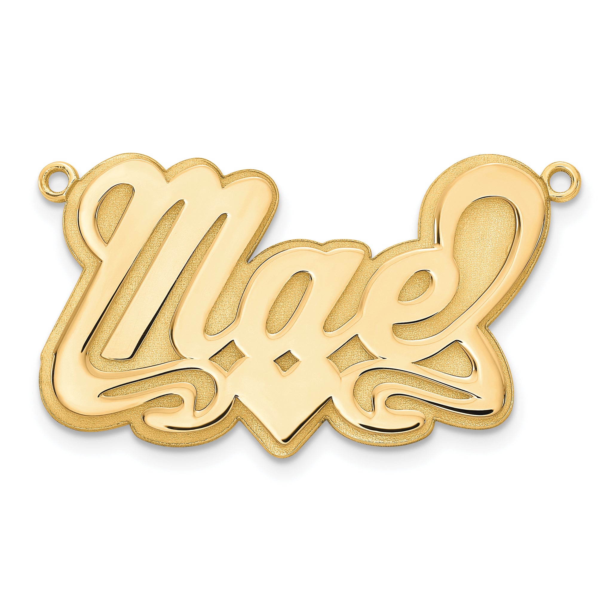 14KY 3D Polished Heart Name Plate