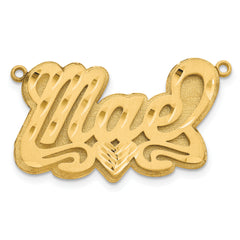 14KY 3D Satin Diamond-cut Heart Name Plate