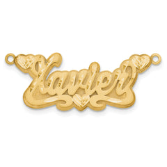 14KY 3D Satin Diamond-cut Hearts Name Plate