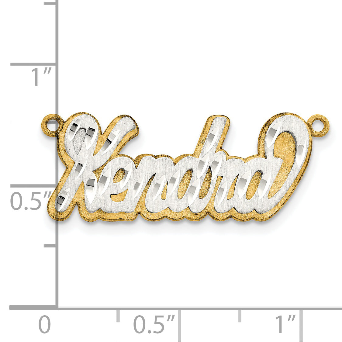 14K 3D Two-tone Satin Diamond-cut Name Plate