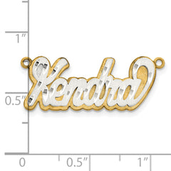 14K 3D Two-tone Satin Diamond-cut Name Plate