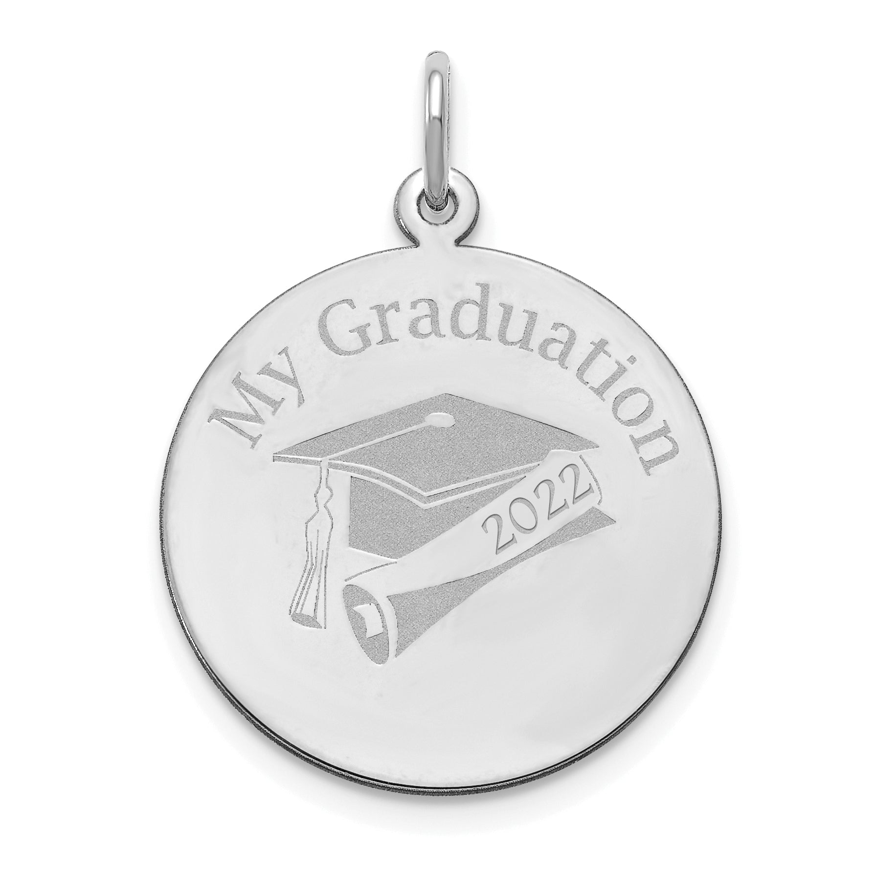 14k White Gold Personalized Graduation Charm