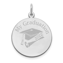 14k White Gold Personalized Graduation Charm