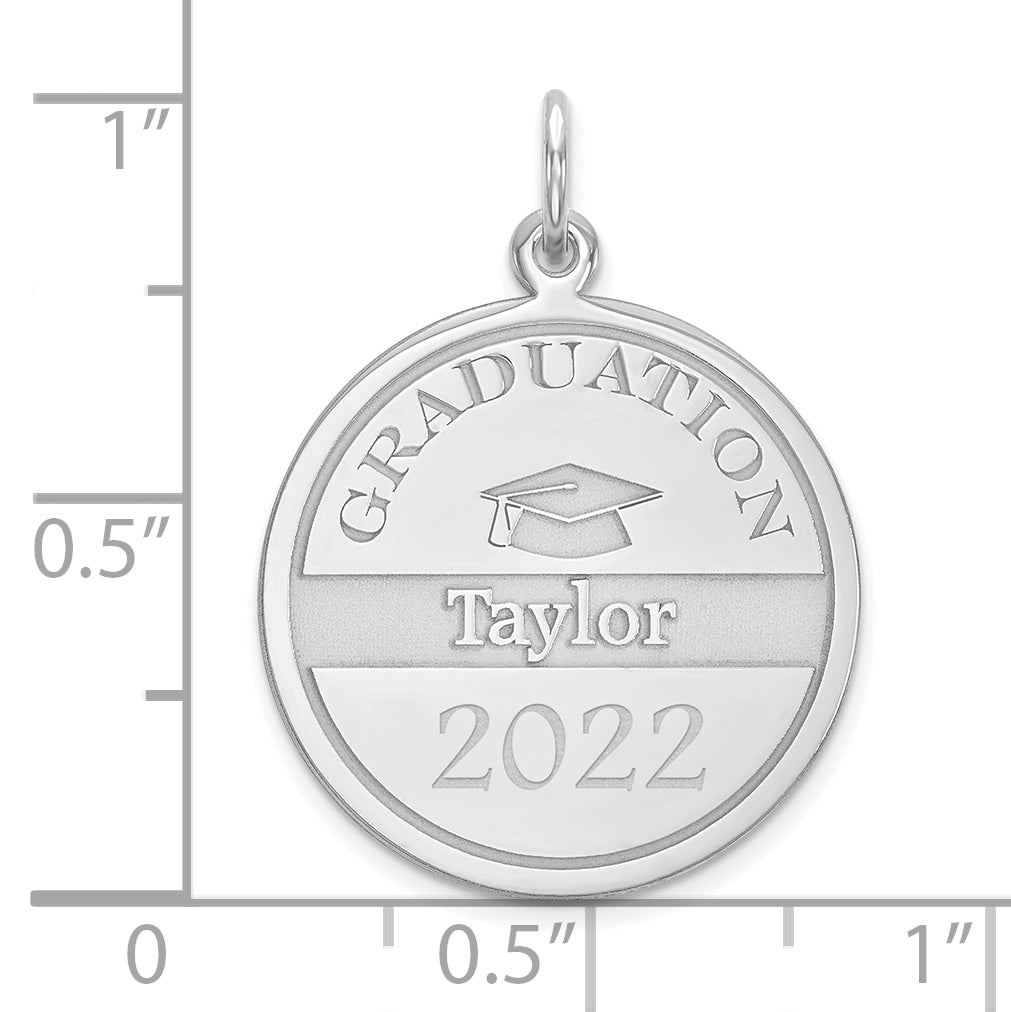 14k White Gold Personalized Graduation Charm