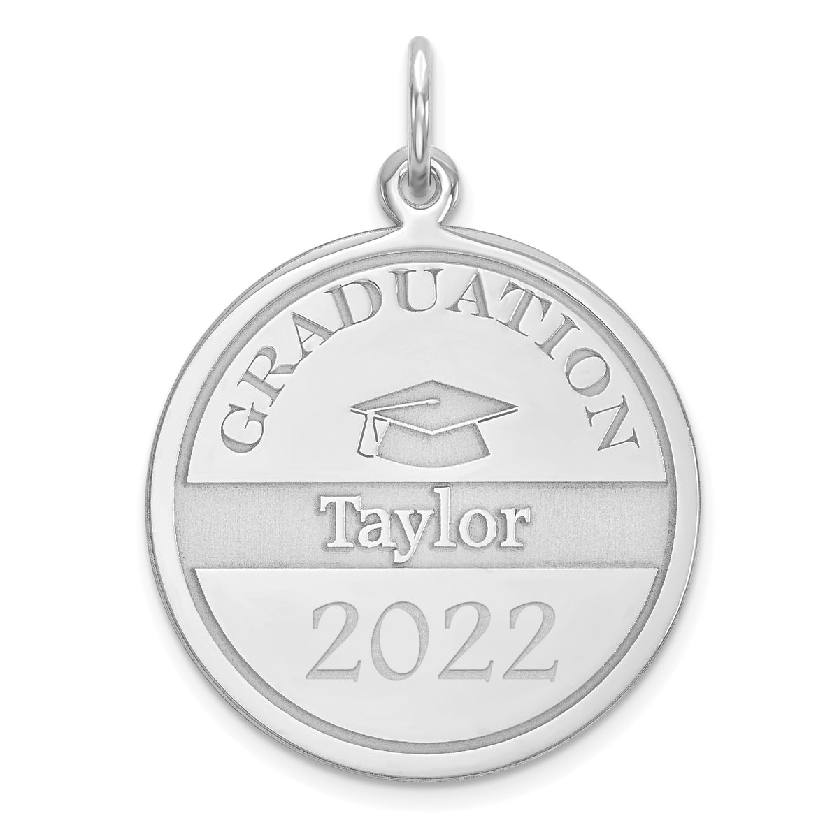 14k White Gold Personalized Graduation Charm