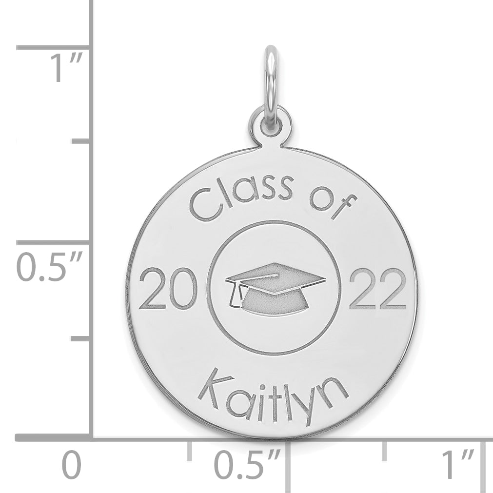 14k White Gold Personalized Graduation Charm